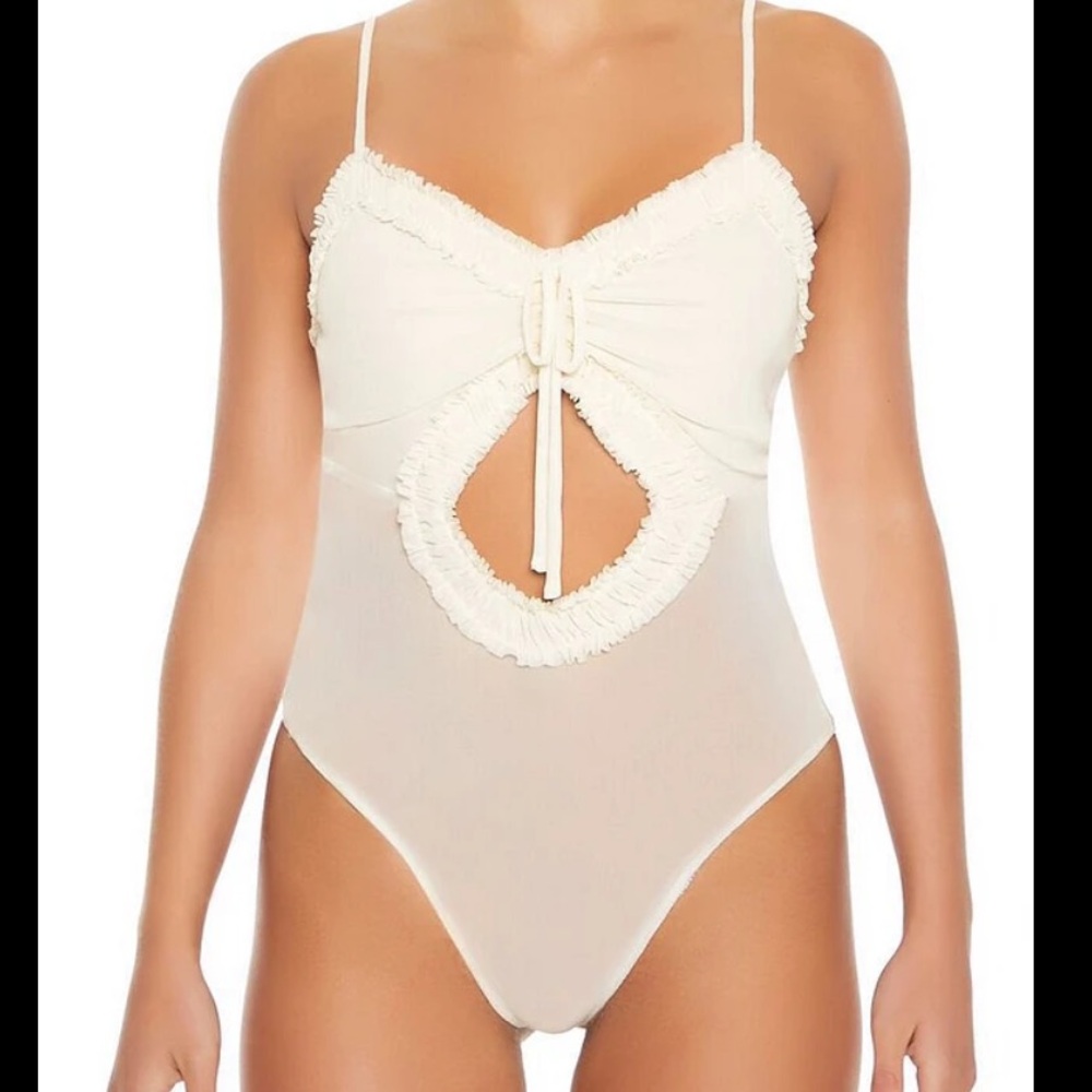 Forever 21 Sheer Mesh Cutout Cami Bodysuit